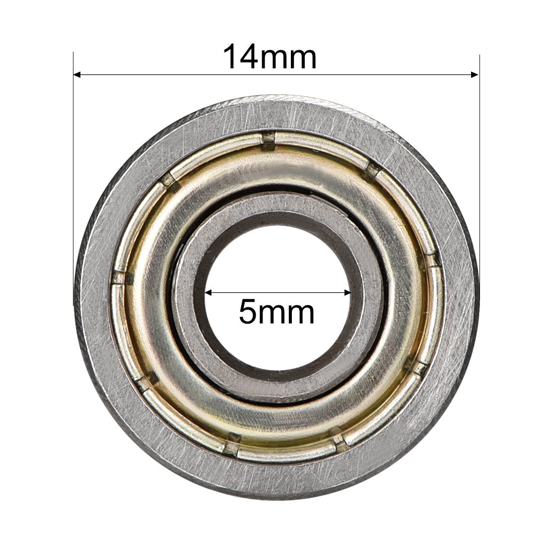 sourcing map 605ZZ Deep Groove Ball Bearing Double Shield 605Z 80015 5mm x 14mm x 5mm High Carbon Steel Z1 Bearings (Pack of 20)