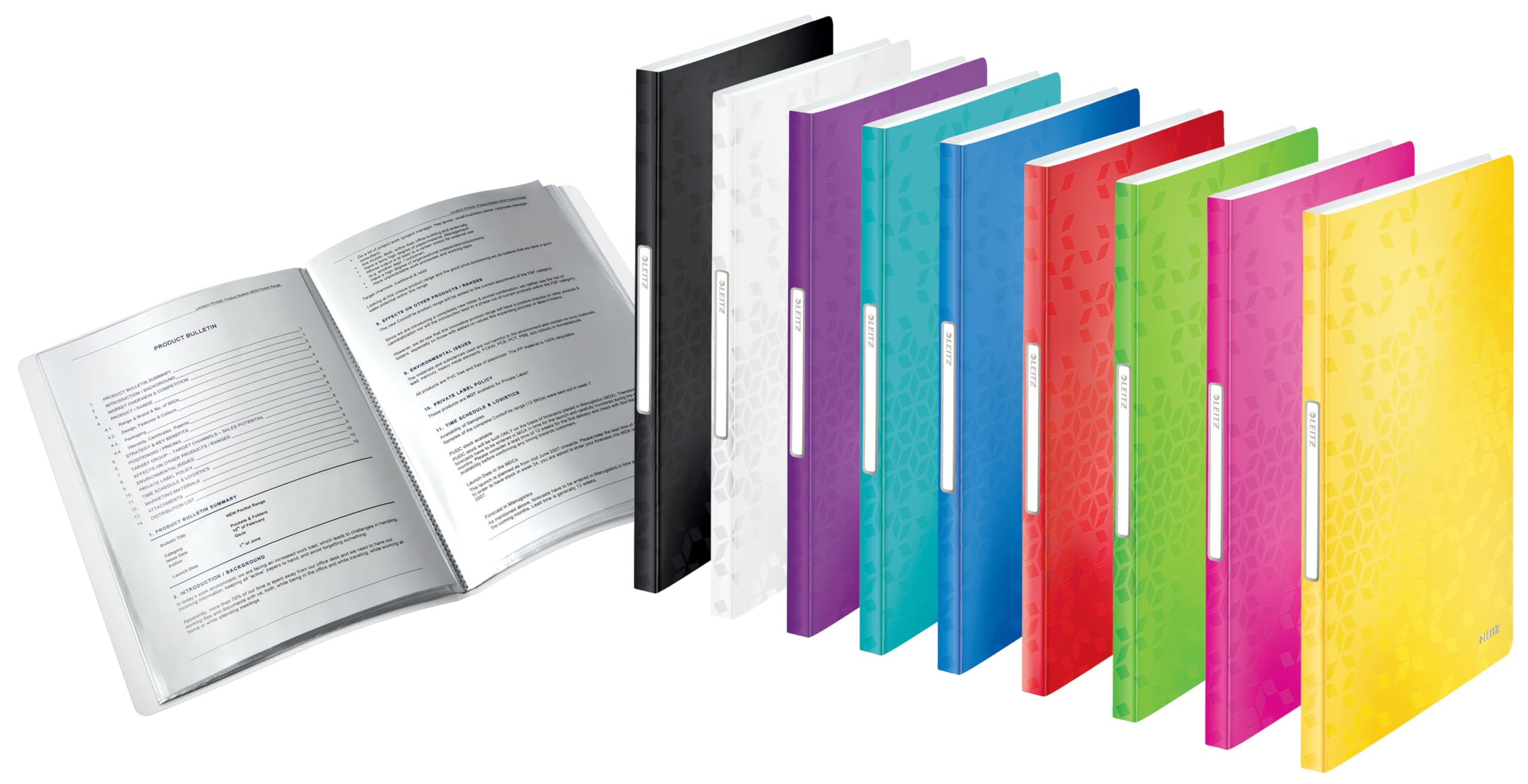 Leitz A4 Display Book, 40 Pockets, 80 Sheet Capacity, Transparent Pockets, Metallic Blue, WOW Range, 46320036