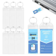 Cruise Luggage Tag Holder, 9 Pcs Luggage Tags for Suitcases, Waterproof Suitcase Tags with Stainless Steel Wire, Clear Durable Travel Tags for Luggage (9, 9 x 20cm)