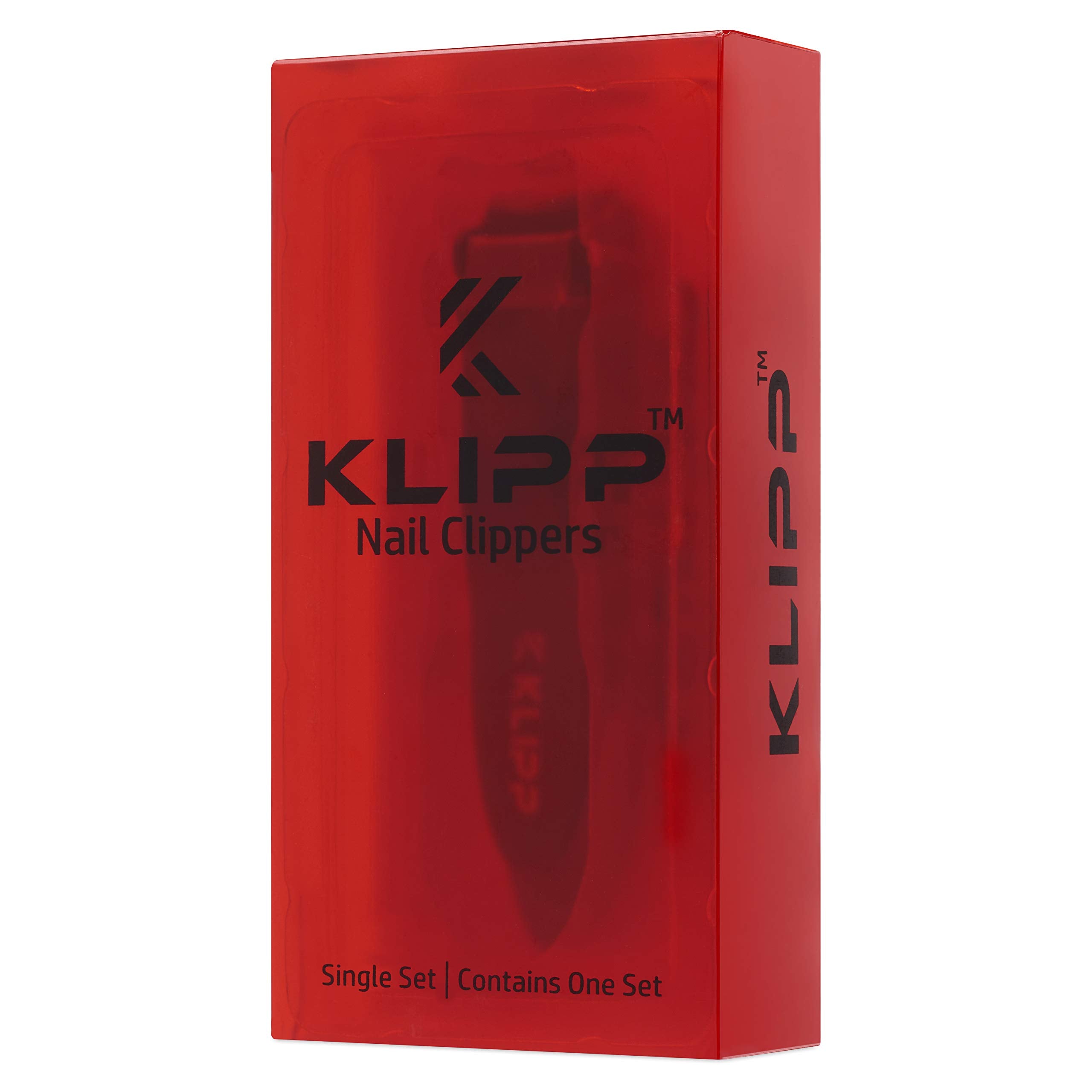 Nail Clippers for Men with Catcher – KLIPP Razor-Sharp Heavy Duty Self-Collecting Nail Cutters with Ergonomic Lever Keep Fingernails and Toenails Impeccably Manicured – Includes Ziplock Pouch