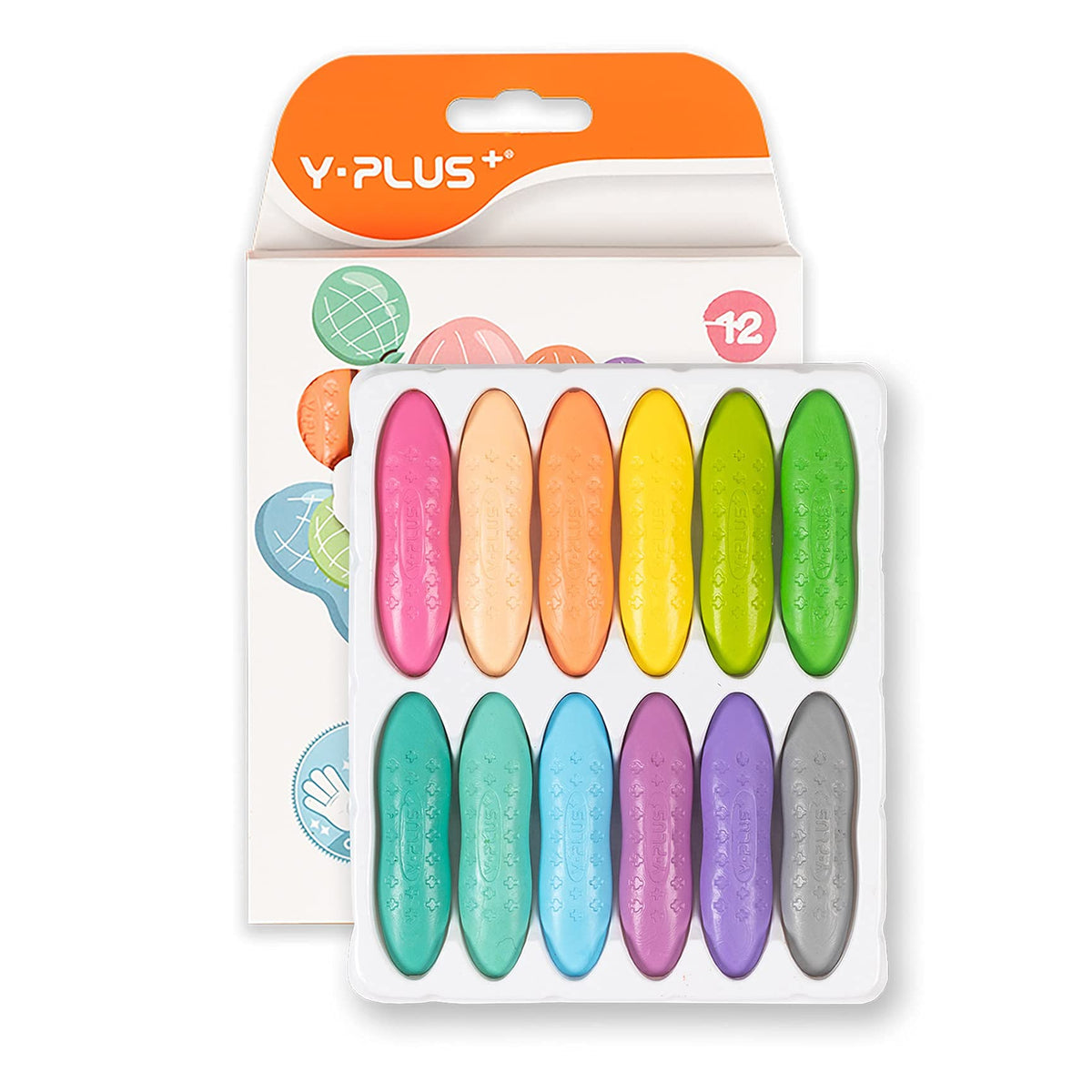 YPLUS Peanut Crayons for Toddlers, Macaron 12 Colors Non-Toxic Crayons for Kids Ages 2-4, Easy to Hold Washable Toddler Crayons, Coloring Art Supplies Toys