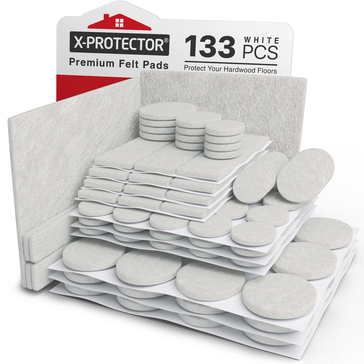 Felt Furniture Pads X-PROTECTOR 133 PCS Premium Furniture Pads - Felt Pads Furniture Feet Best Wood Floor Protectors - Protect Your Hardwood & Laminate Flooring!