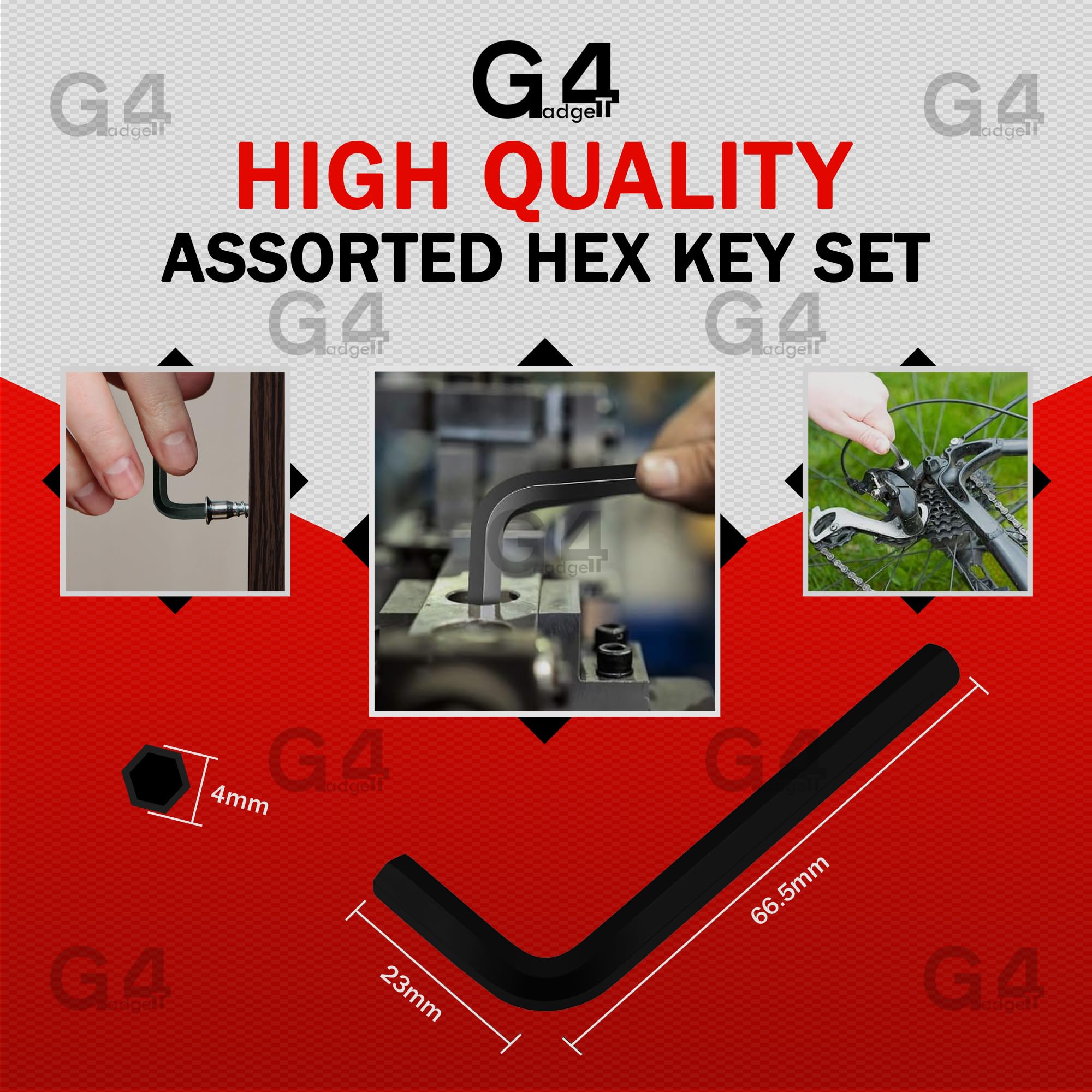 G4GADGET 14 Piece New Imperial Wrench Set Allen Alan Hex Hexagon Key with Key ring