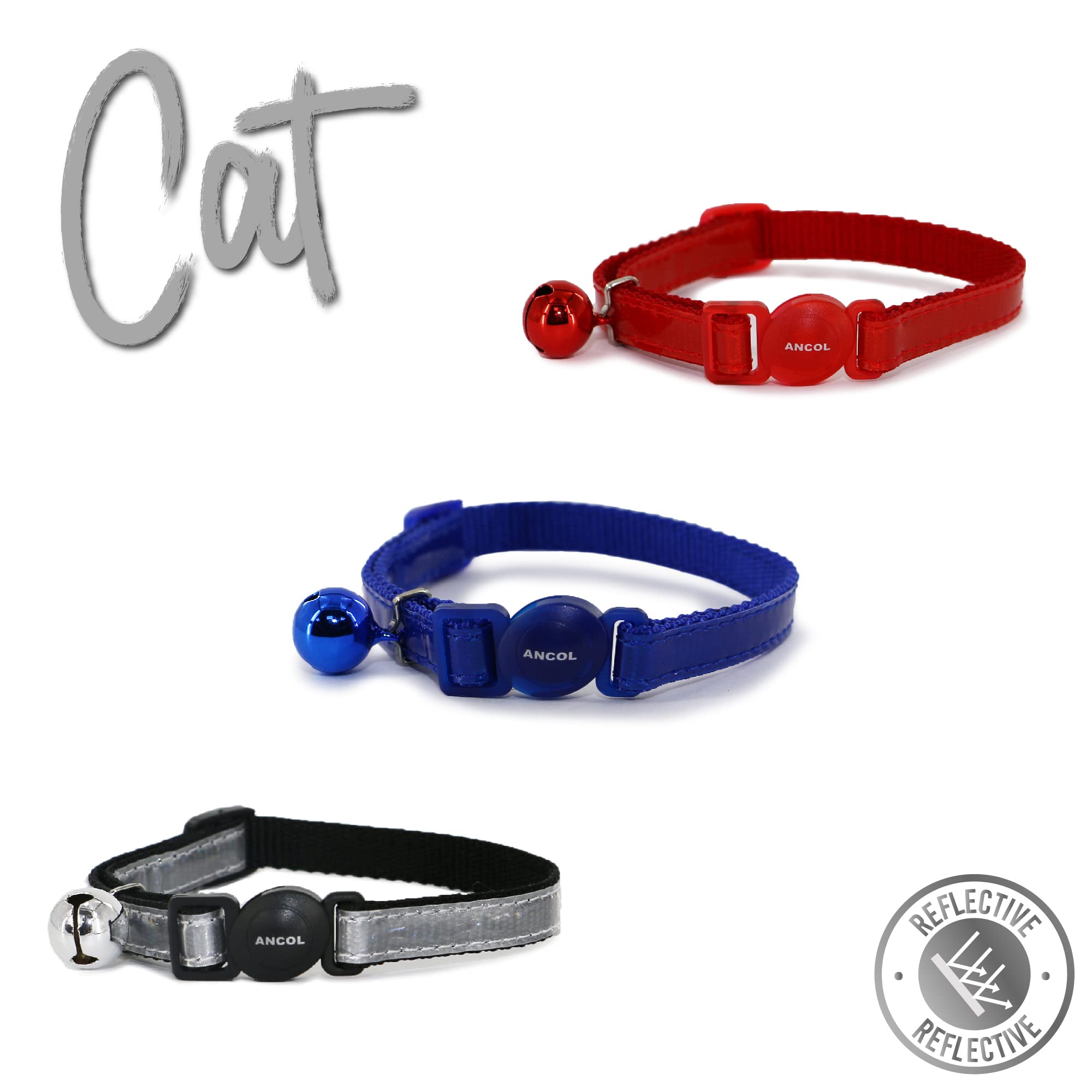 Ancol Gloss Reflective Cat Collar with safety buckle Blue