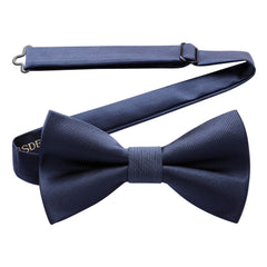 HISDERN Navy Blue Bow Tie for Men Pre-tied Wedding Formal Tuxedo Bowtie Classic Handkerchief Set Adjustable