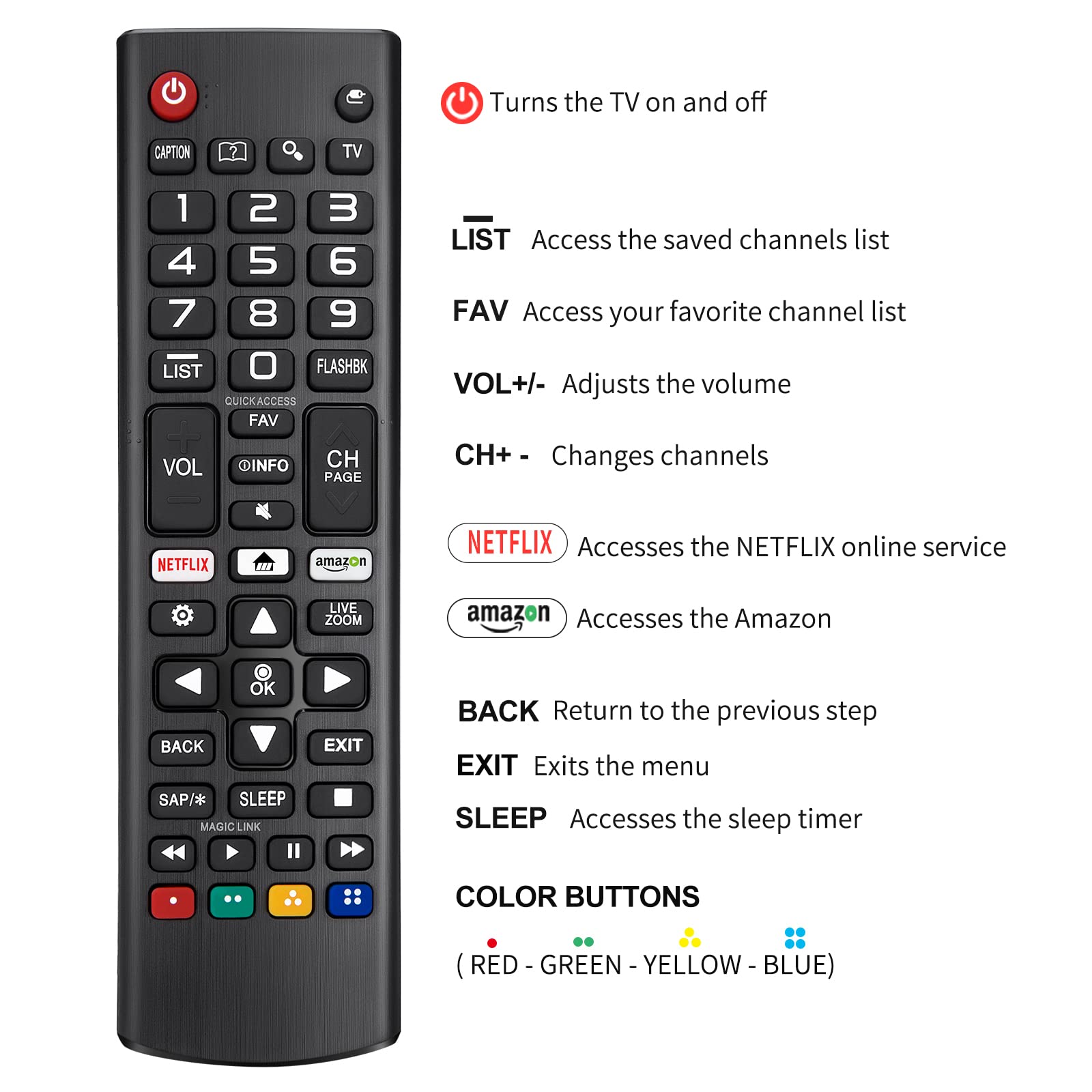 for LG-Smart-TV-Remote-Control Replacement,Universal for All Original LG TVs AKB75095308 AKB75095307 AKB74915324 with Battery