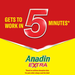 Anadin Extra Aspirin Paracetamol and Caffeine Caplets, Red, 16 count