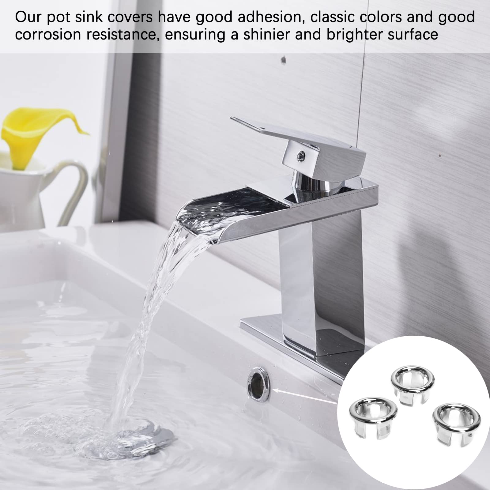 Sink Overflow Ring, 2 PCS Overflow Sink Hole Cover Kitchen Sink Overflow Cover Bathroom Bath Overflow Cover Sink Hole Round Overflow Cover Basin Trim Overflow Drain Cap Cover Insert in Hole Spares