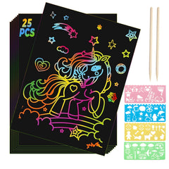 Koyigo Scratch Paper Art, 2 Pack Rainbow Scratch Art Toys, Scratch Art Notebook for 4-10 Year Old Girls & Boys, Kids Educational Toys for 4 5 6 7 8 9 10 Years Old Birthday Gifts