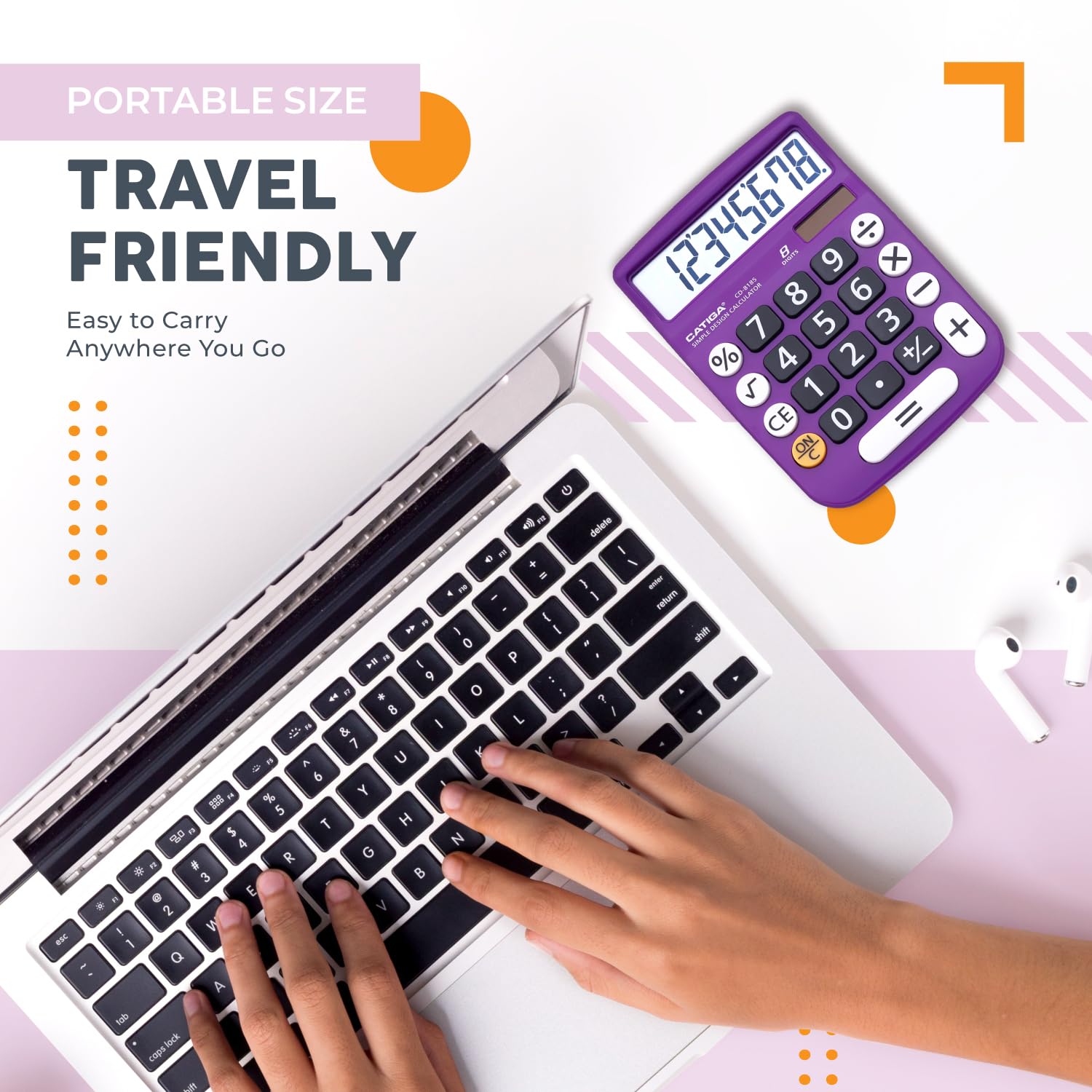 Desktop Calculator 12 Digit with Large LCD Display and Sensitive Button, Solar and Battery Dual Power, Standard Function for Office, Home, School, CD-8185 (Violet)