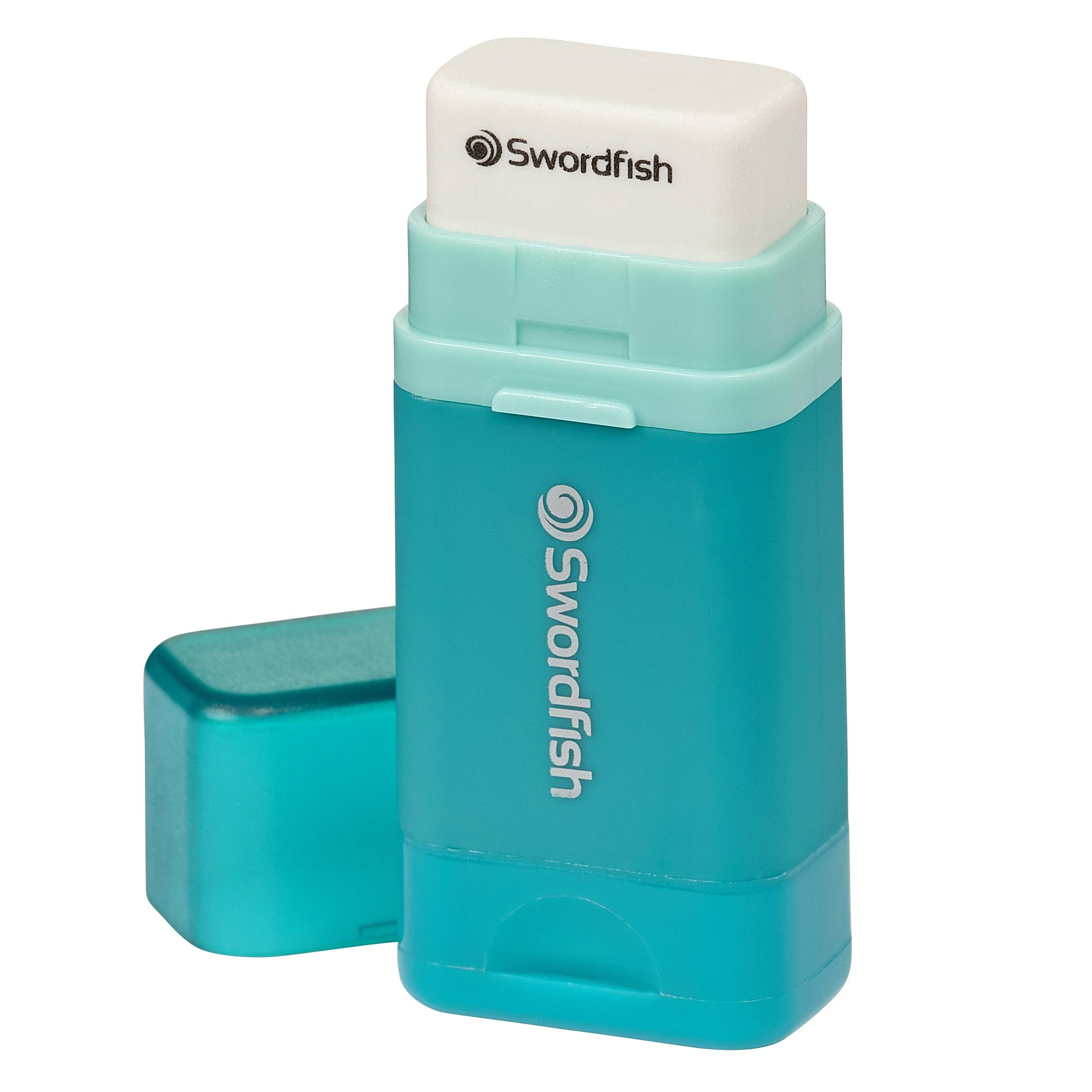 Swordfish Combo Pencil Sharpener with Mess-Free Canister and Eraser [Pack of 1] Turquoise [40294]