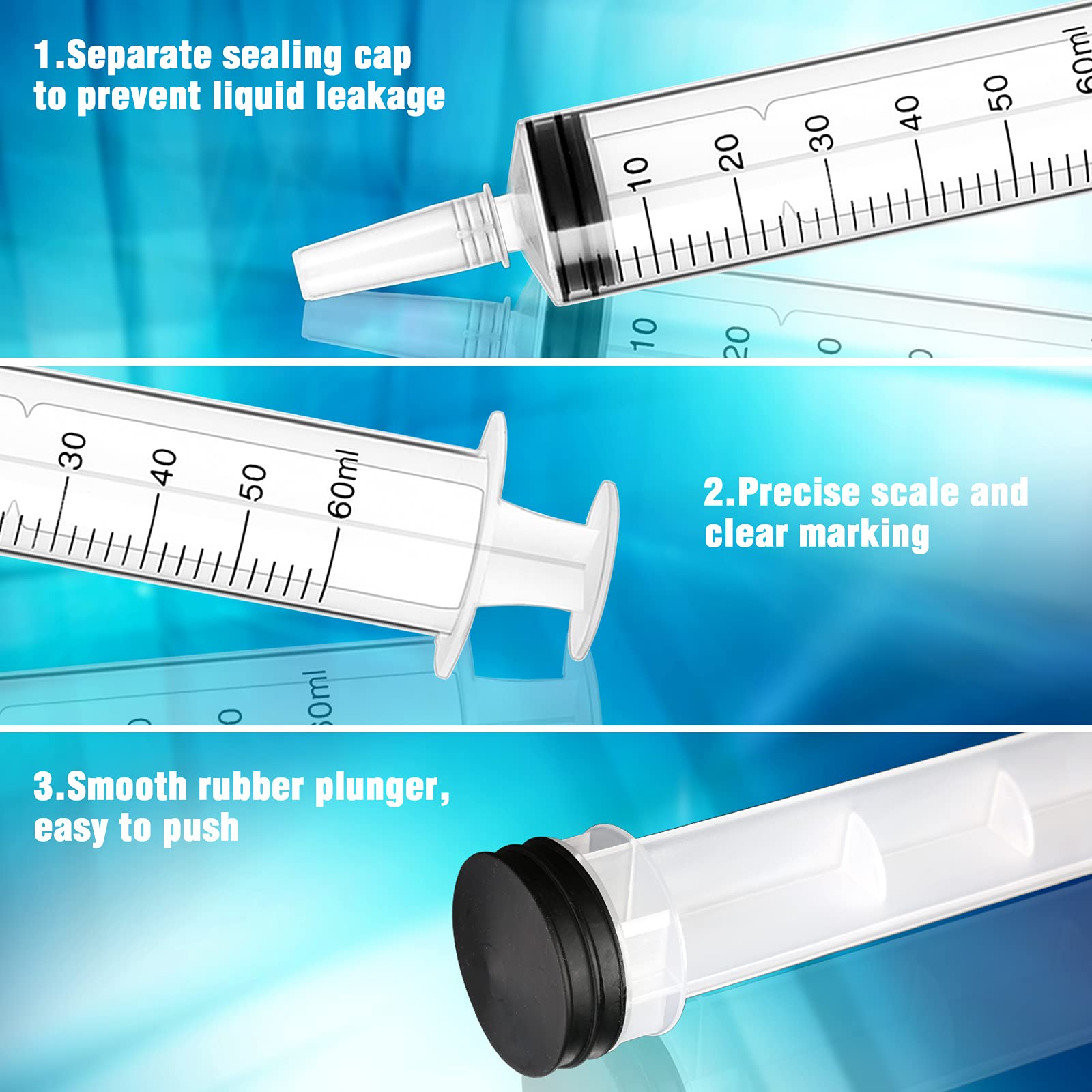 60ml Syringe 4 pack Plastic Syringe with Cap Feeding Syringe for Pets Individually Packaged Syringes Measuring Syringe Sterile for Labs, Food, Dispensing, Watering