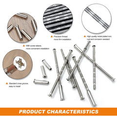 M3 Door Handle Fixing Screws and Sleeves, 30 Sets Door Handle Bolt Through Fixings Nickel Plated Connecting Screw for Doors Cabinet Drawers