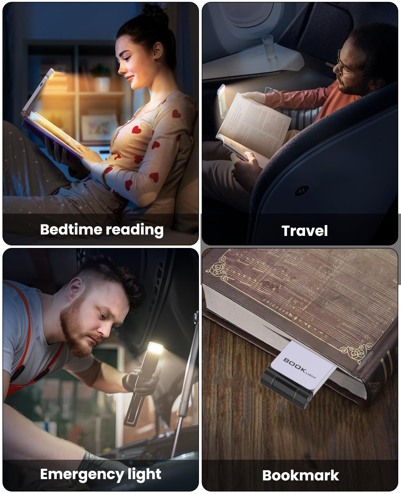 MEDE Book Light Clip on Book Reading Light for Books in Bed,Eye Caring Dimmable Reading lamp with 3 Colors Temperatures,USB Rechargeable LED Book Lamp Portable Bookmark Light for Night,Kids(Purple)