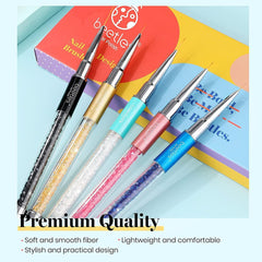 Beetles Nail Art Liner Brushes, Nail Gel Polish Painting Nail Art Design Brush Pen Set Diamond application Rhinestone Handle, Nail Dotting Painting Drawing Pen Sizes 5/7/9/11/20mm, 5Pcs