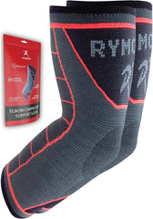 Rymora Elbow Support for Men and Women - Elbow Brace Compression Sleeve for Weightlifting, Working Out & Weak Joints - Slate Grey, XL