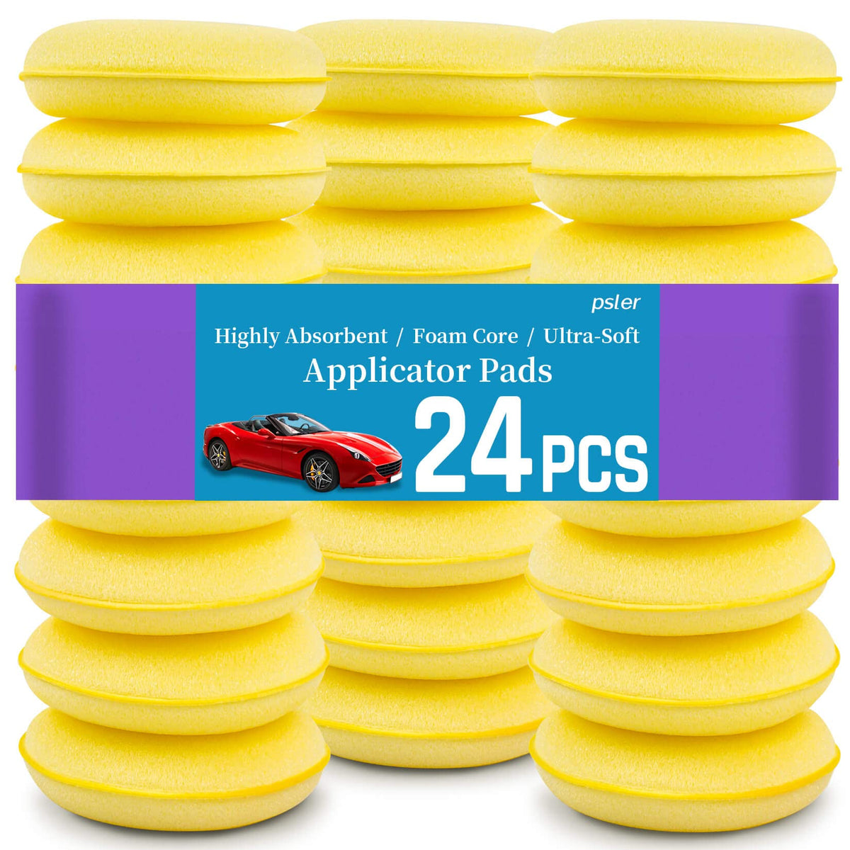 psler Foam Car Wax Applicator Pad Foam Applicator Pads Detailing Round 4 inch Polishing Sponges for Car Wax Applicator Pad 24 Pack-Yellow