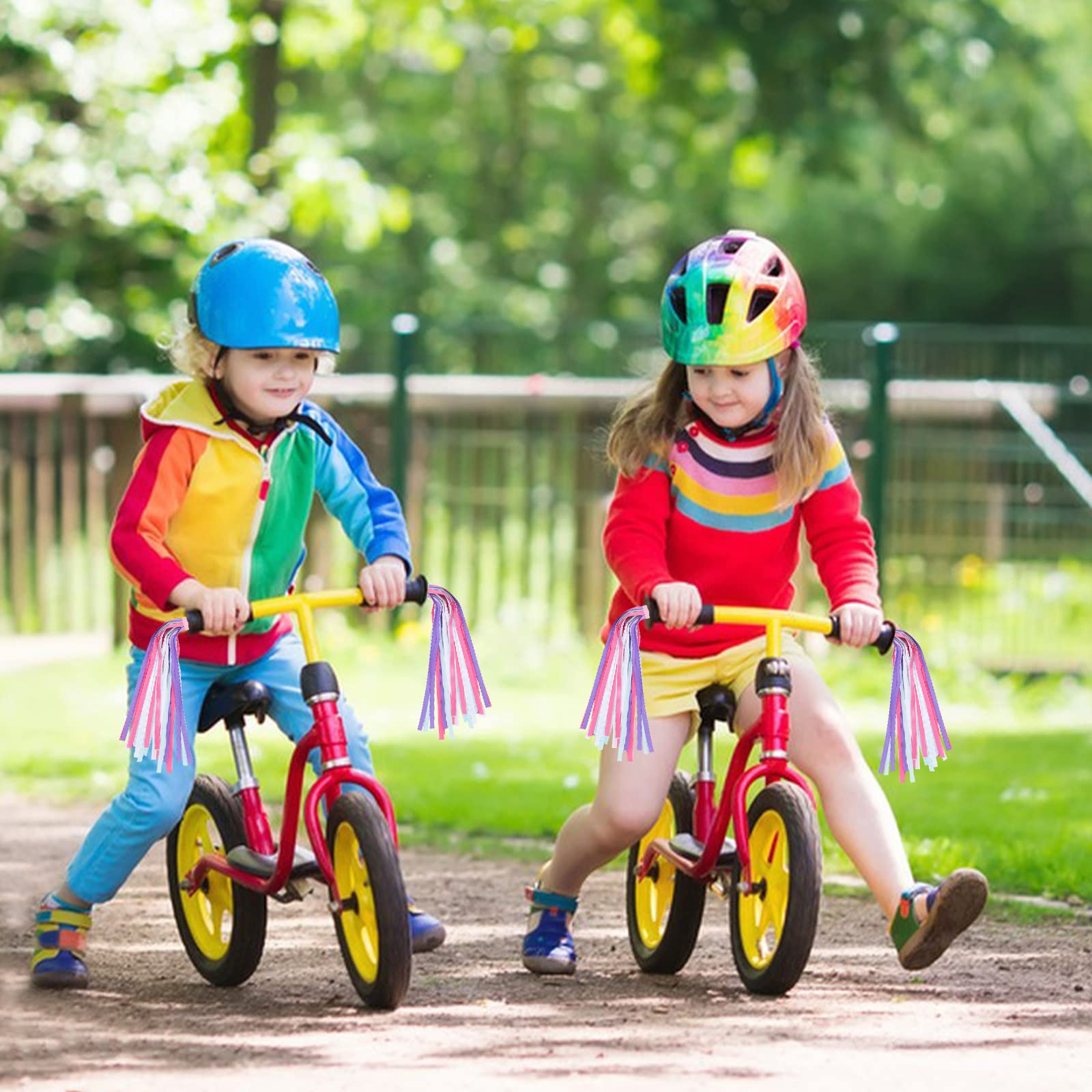 Kid's Rainbow Bike Streamers For Girls Boys, 2 PCS Childrens Baby's Colorful Handlebar Bicycle Grips Tassel Ribbons,Carrier Accessories Easy Attach To Scooter's/tricycle's/bike's Handlebars -Purple