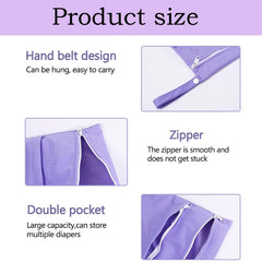 NUDFSY 2 Packs Nappy Bags，Wet Bag Waterproof Wet Dry Bags Reusable Washable Cloth Diaper Bags Nappy Bags with Double Zipper Pockets for Items Wet Clothes Swimming Gym Pool Beach Bag(Purpleand Pink