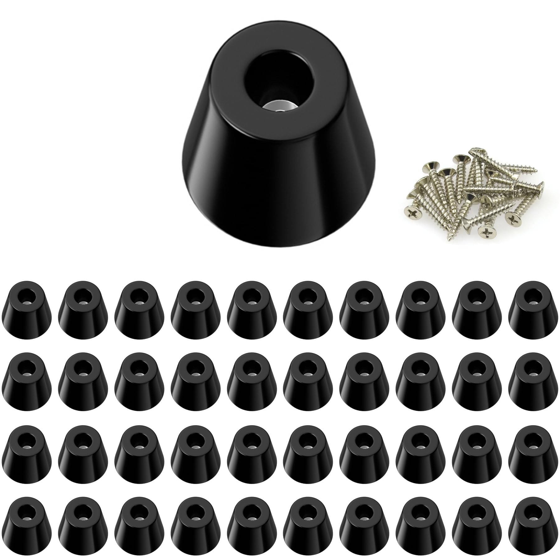 24 PCS Round Rubber Furniture Feet Pads with Screws,Table Leg Pads,Rubber Ends for Chair Legs (24, 32 x 25 x 20mm)