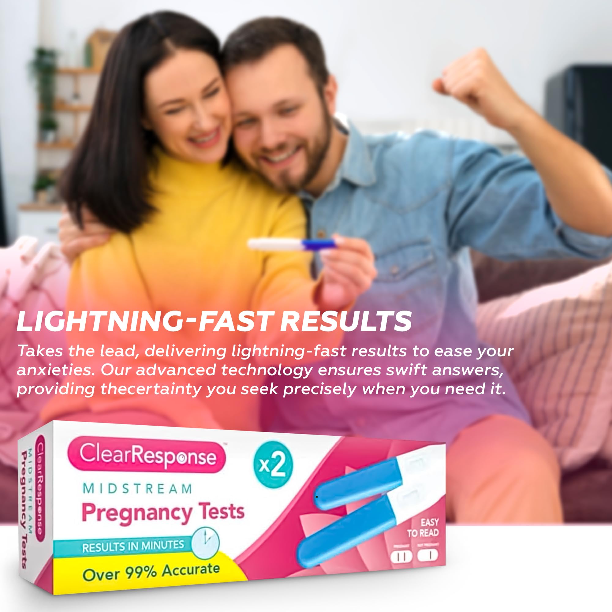 ZYBUX - Clear Response midstream Pregnancy Test 2 Pack, 99% Accurate, Results in Minute