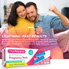 ZYBUX - Clear Response midstream Pregnancy Test 2 Pack, 99% Accurate, Results in Minute