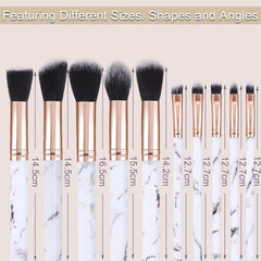 Makeup Brushes 10Pcs Marble Make Up Brushes Set - Includes Foundation, Blusher, Powder, Blending, Eyeshadow and Concealer Brushes, Gift for Women Girls (Rose)