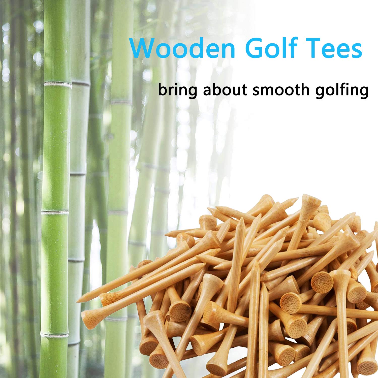 Zivisk Bamboo Golf Tees 54mm 100 Count, 2-1/8 inch Small Wooden Golf Tees - White