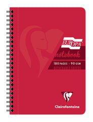 Clairefontaine Europa - Ref 5815Z Wirebound Notebooks, Hardwearing Bright and Glossy Covers, 180 Lined Sheets, A5 size and Micro-Perforated Pages, Red Cover