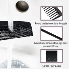 JeoPoom Carbon Comb, Compact Carbon Comb, Coarse Fine 2 Teeth, Break-Proof Anti-Static, Salon Hairdresser Hair Care Tools For Men And Women With Different Types Of Hair