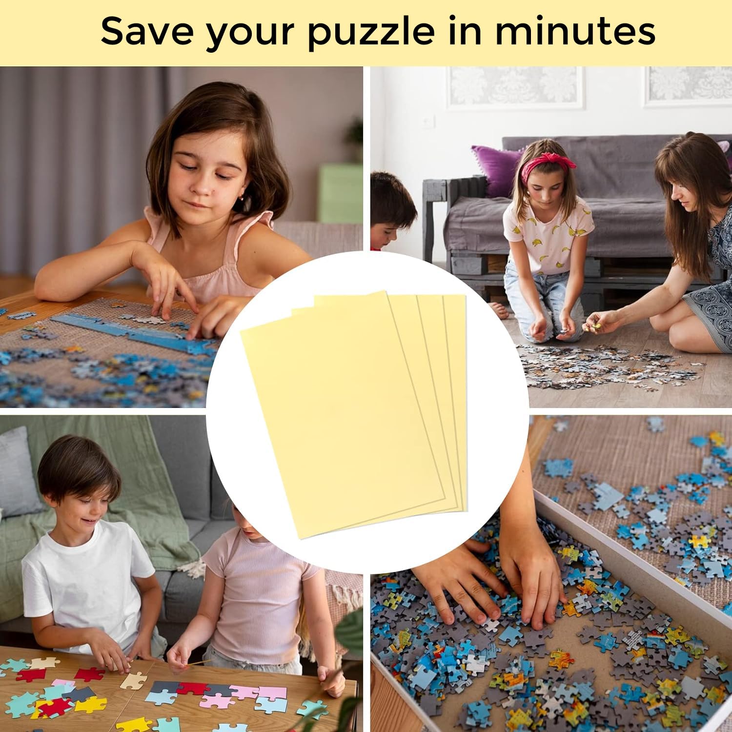 ENYACOS 16 Sheets Puzzle Saver Peel & Stick Adhesive Paper for Large Puzzles, Preserve 2 x 1000 Pieces Puzzles - Use These Puzzle Glue Sheets to Preserve Your Finished Puzzle, jigsaw puzzle frame