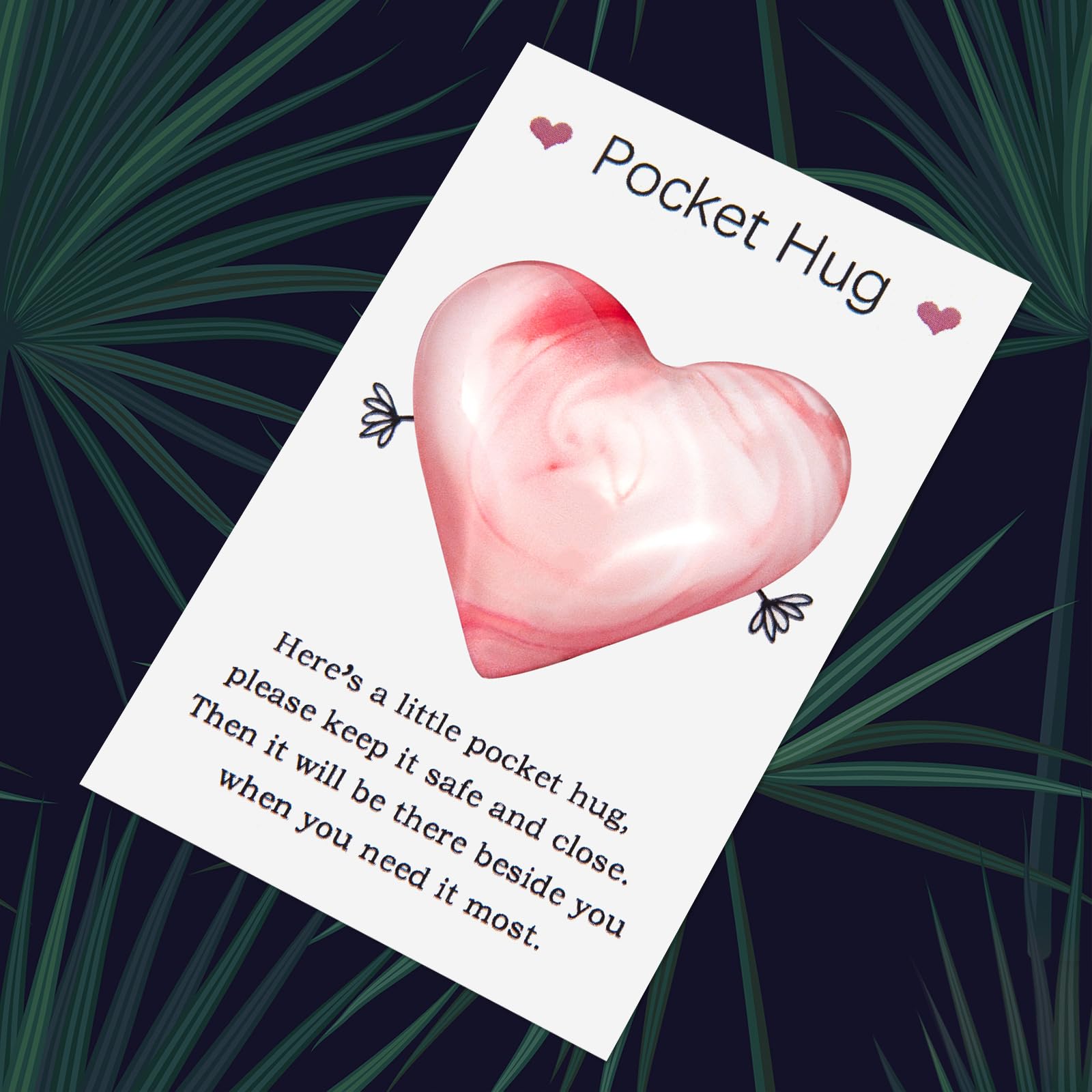 Pocket Hugs Heart, Thinking of You Gifts, Keepsake Gifts for Women Friends, Go to University School Gifts, Positive Good Luck Gifts for Birthday Wedding Christmas Mothers Day Valentines (Pink)