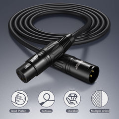 Veetop 2m XLR to XLR Cable, 3 Pin Male to Female Balance Audio XLR Microphone Cable Microphone Extension Cable for PA System,Studio Recorder,Amplifier, Audio Mixer,Speakers System, Audio Recording