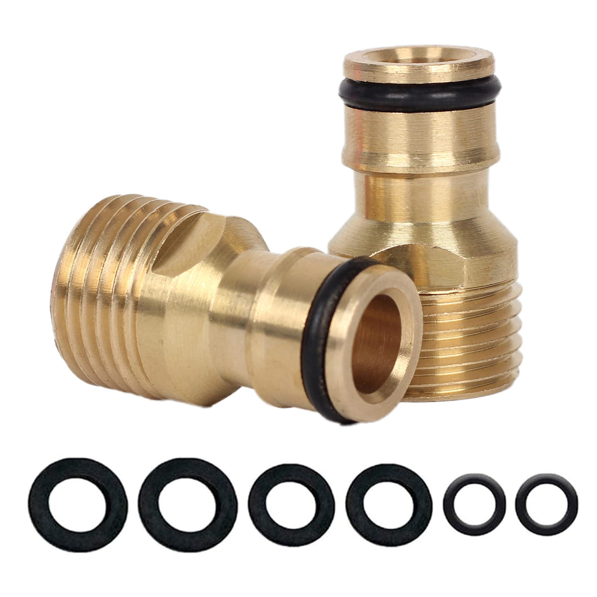 2 Pack Brass Garden Hose Tap Connector,1/2 inch Brass Male Threaded Tap Connector for Hose Pipe,Copper 1/2 inches BSP Hose Connector Male Watering Fittings for Threaded Faucet Adapter Quick Connector