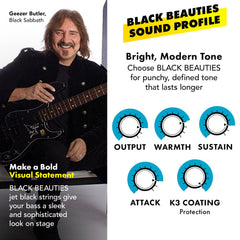 DR Strings BLACK BEAUTIES™ - BLACK Coloured Bass Strings: Light 40-100