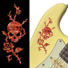 Inlay Sticker for Guitars & Bass - Rose & Skull - Abalone Red B-135RS-RD