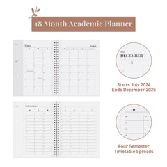 Rileys Planner 2024-2025 Academic Year, 18-Month Academic Weekly Planner - Academic Weekly & Monthly Agenda Planner, Flexible Cover, Notes Pages, Twin-Wire Binding (20 x 15 cm, Black)