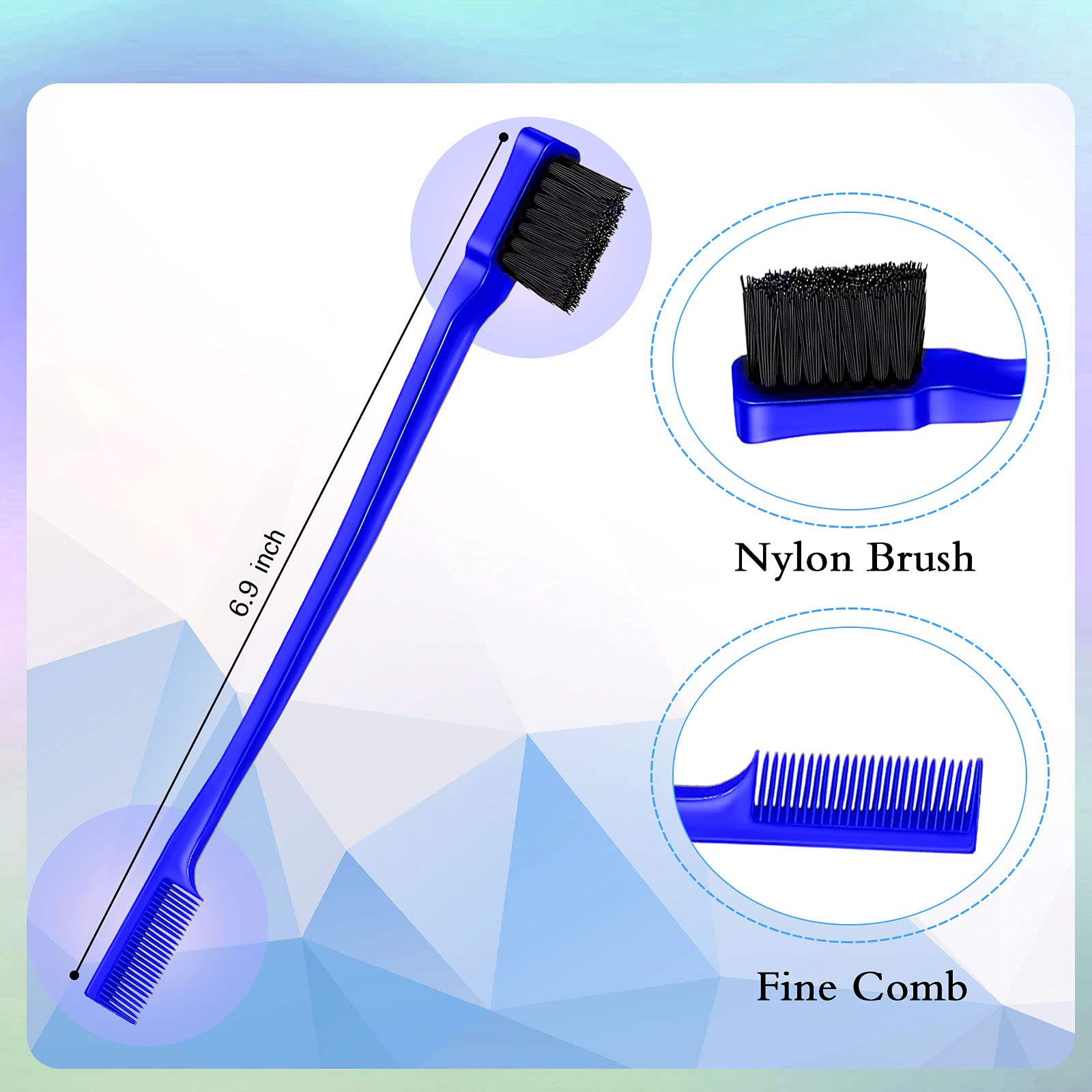 3 Pcs Slick Back Hair Brush Set Bristle Hair Brush Edge Control Brush Teasing Comb for Women Baby Kids' Black Hair (Dark Blue)