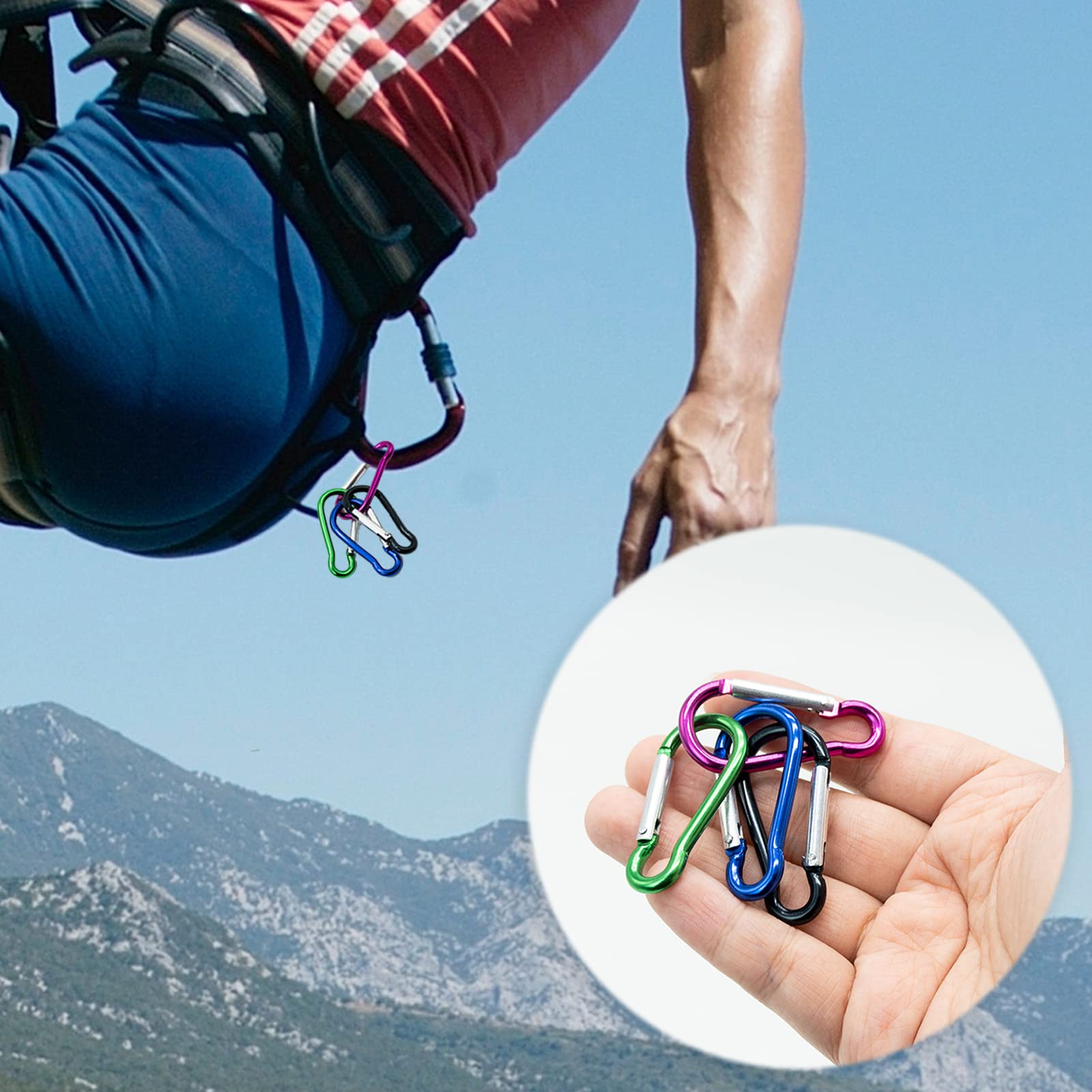 SZXMDKH 10 Pcs Carabiner Clip, 46mm/1.6inch Multicolor Locking Key Chain Clips for Camping Traveling Hiking Keychains Keyring Outdoor