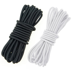 2PC 4MM Black and White Elastic Cord 10 Meter 3mm Elastic String Bungee Cord Round Stretchy Cord Bungee Rope Multifunctional Drawstring Elastic for Backpack Tent Poles DIY Craft Projects Camping