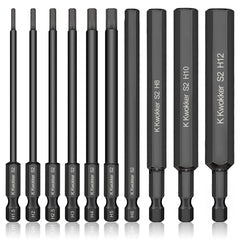 K Kwokker 10PCS 100MM Allen Wrench Drill Bits, 1.5mm-12mm Black Allen Key Bit Set, 1/4 Inch Hex Shank Hex Screwdriver Bit Set for Assembling Furniture