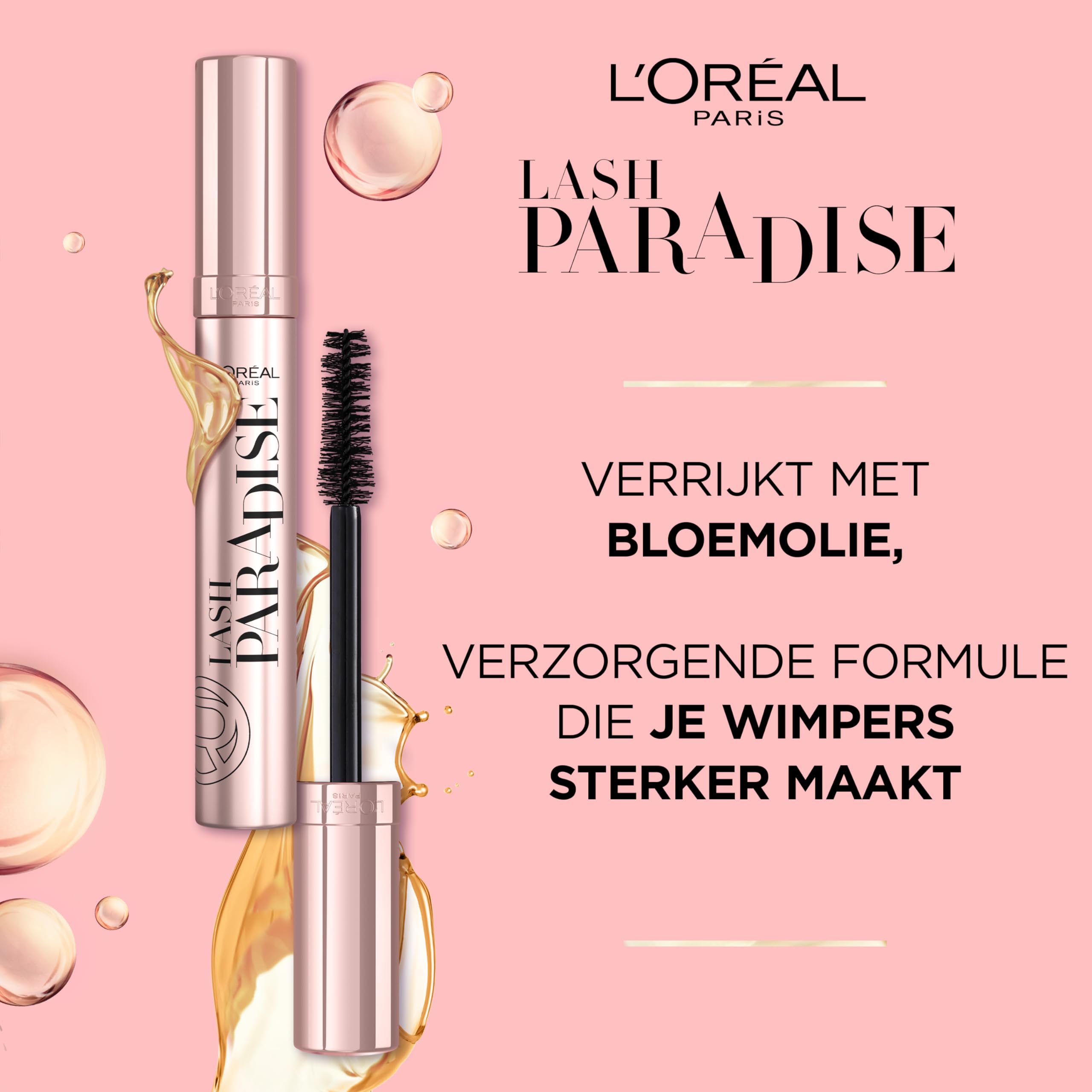 L'Oréal Paris Intense Volume Mascara, Volumising and Lengthening, Infused with Castor and Floral Oils to Condition Eyelashes, Suitable for Sensitive Eyes, Soft Fibre Brush, Lash Paradise, Black