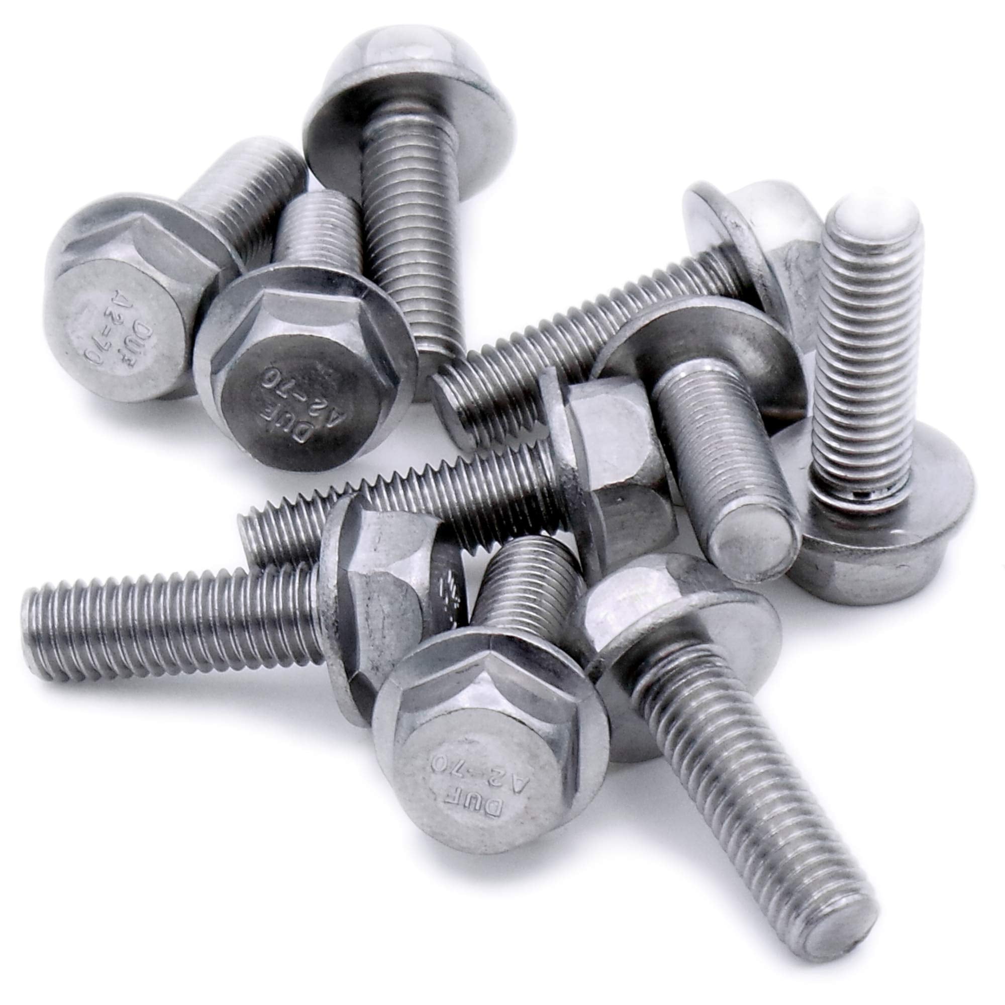 M5 (5mm x 40mm) Flanged Hex Bolt (Fully Threaded Setscrew) - Stainless Steel (A2) (Pack of 10)