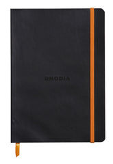 RHODIA 117402C - Black Flexible Notebook - A5 - Lined - 160 pages - Clairefontaine Ivory Paper 90 g/m - Bookmark, Elastic Closure - Faux Leather Cover - Rhodiarama Collection