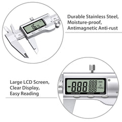 Proster Vernier Caliper Kit 150mm/6Inch Digital Vernier Caliper with Feeler Gauge Fractions/Inch/Metric Measuring Tool for Length Width Depth Diameter