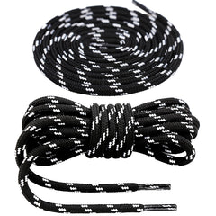 Cashlander Round Work Boot Laces, [2 Pairs] Heavy Duty Shoelaces for Walking,Hiking,Outdoor Boots and Casual Footwear,Thick Replacement Boot Shoelaces for Men Women (Black-White, 140cm)