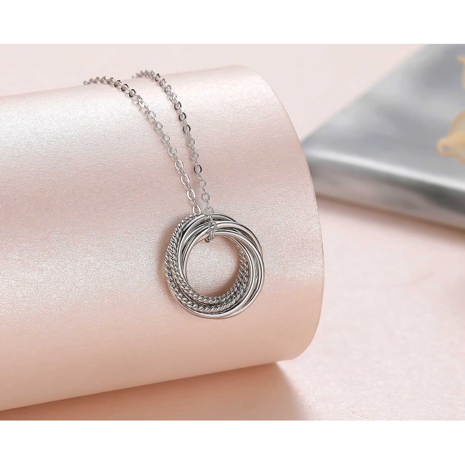 VOSAP 60th Birthday Gifts for Women, 60 Birthday Gifts for Best Friends, Sterling Silver 6 Rings Necklace Jewellery 60th Birthday Gifts for Her Mum