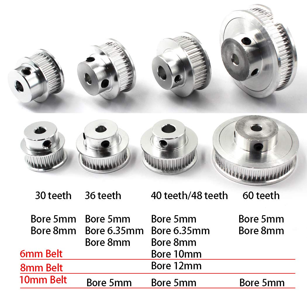 GT2 Timing Belt Pulley 40 teeth 10mm Bore For 3D Printer CNC 6mm Width Belt Pack of 4 (Wrench Included)