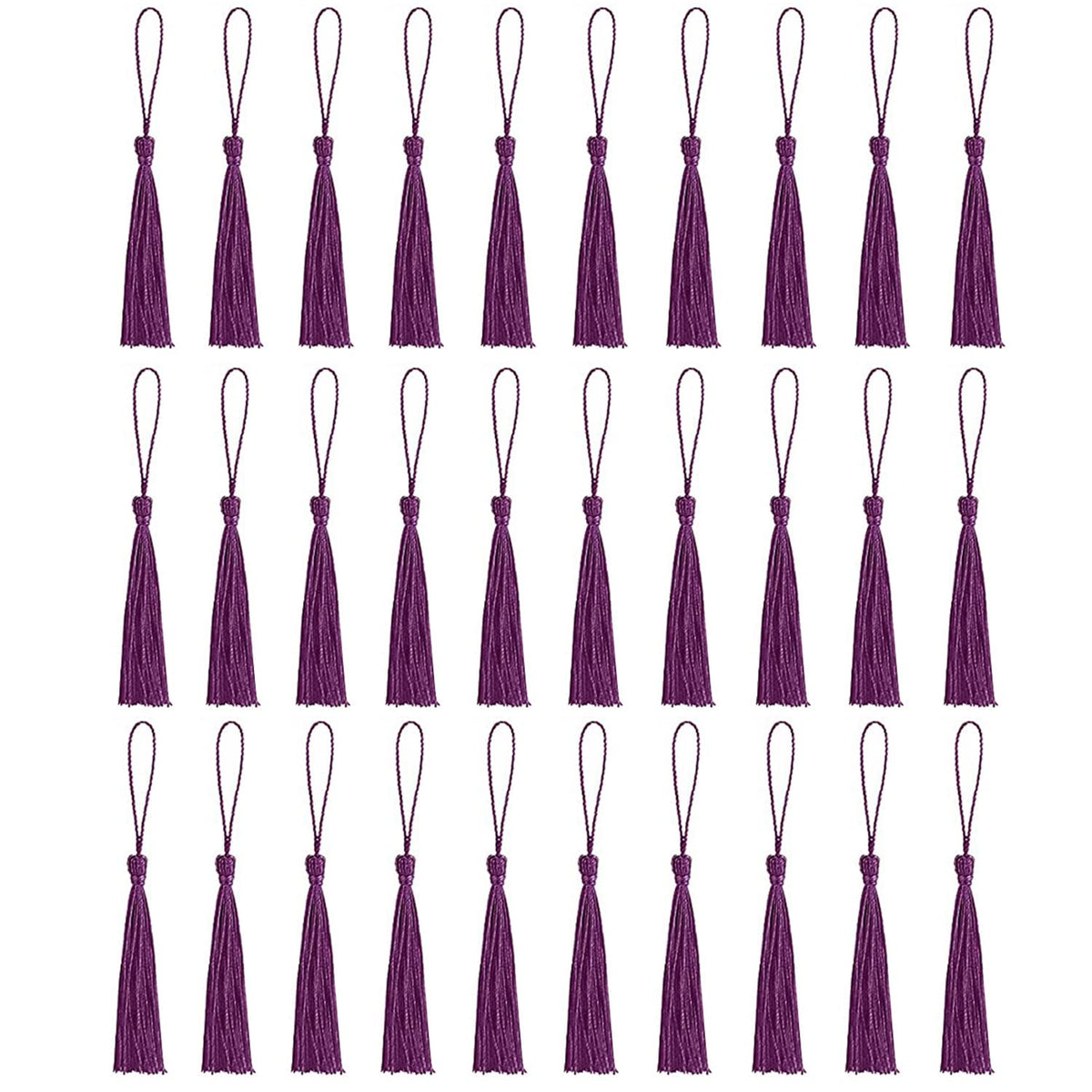 30 PCS Bookmark Tassels, Mini Tassels Silky Tassels for Bookmarks Handmade Bookmark Tassels for Resin DIY Craft Supplies and Home Decor (Heavypurple)