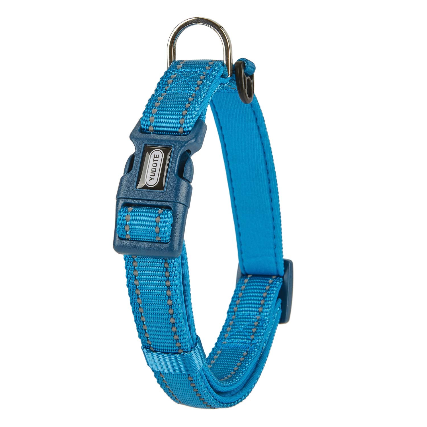 YUDOTE Dog Collar Medium Strong Reflective Nylon Webbing with Soft Comfy Neoprene Padded Linning for Medium Dogs Daily Use,Royal Blue